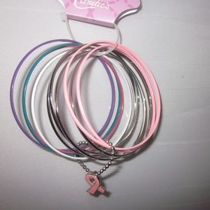 Candie's 12 Bangle Bracelets Set Breast Cancer